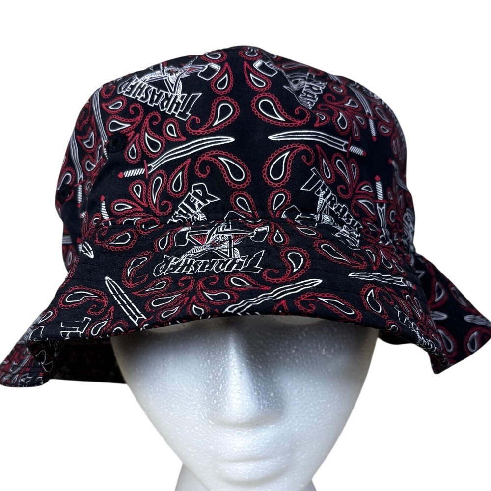 Thrasher Kids Bucket Hat Black Red Paisley Bandana Skate Goat Print